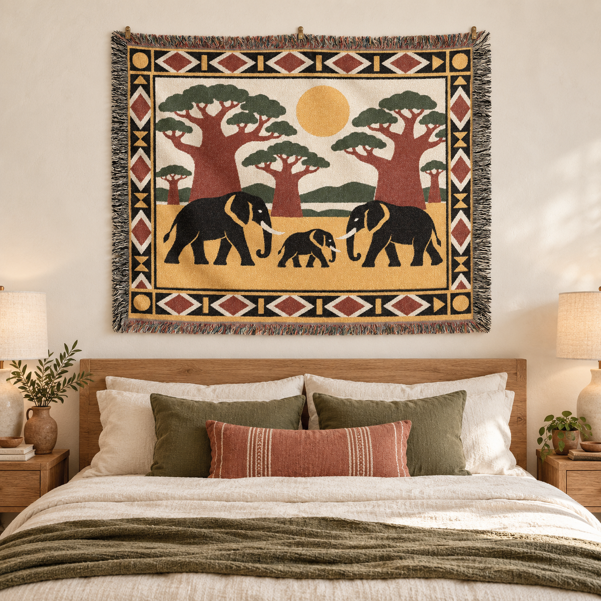Elephant Safari Woven Blanket
