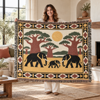 Elephant Safari Woven Blanket
