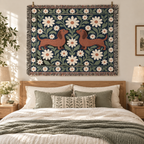 Dachshund Floral Woven Blanket