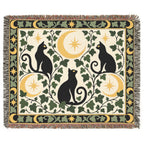 Black Cat Moon Woven Blanket