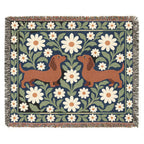 Dachshund Floral Woven Blanket