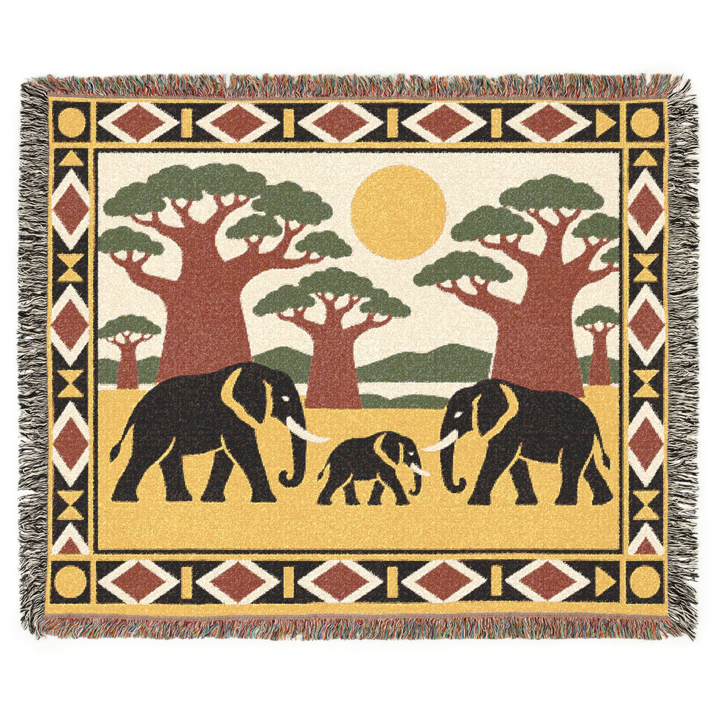 Elephant Safari Woven Blanket